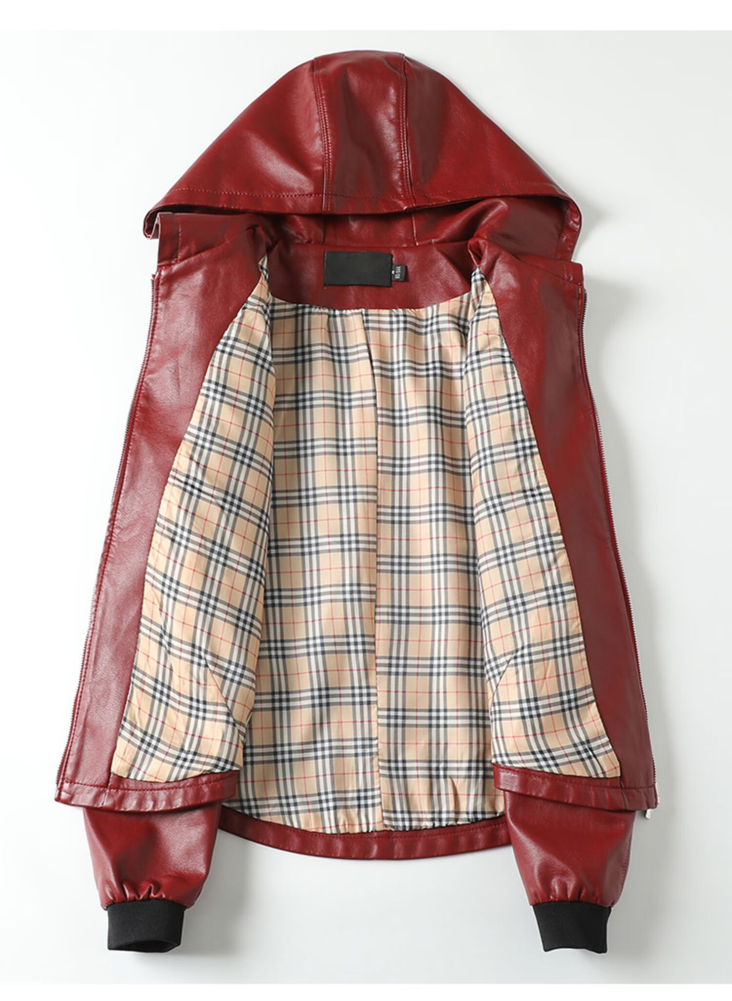 海宁皮革城真皮女装皮衣女连帽皮夹克女士修身绵羊皮海宁外套女 黑色