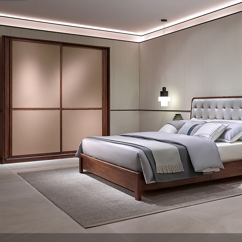 南洋胡氏维蓝we8830实木床1518米北美黑胡桃木简约现代wd8810s主柜