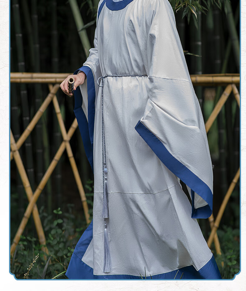 宋制汉服男布许原创宋制汉服襕衫圆领袍拼色走秀风学生男衣国潮日常