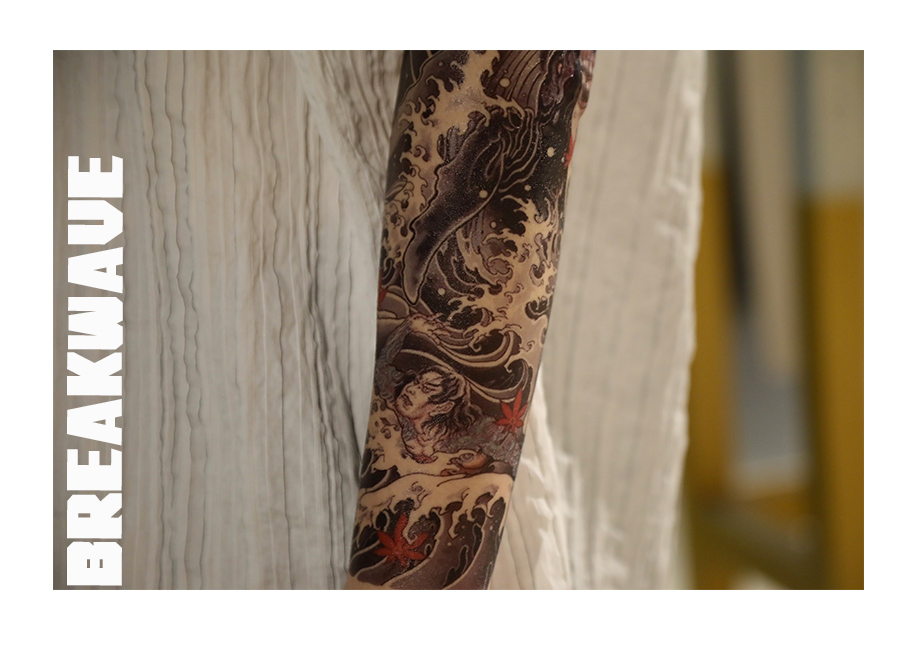 浪莎官方旗舰店纹身贴老传统yyds包花包小腿日式水花浮l世绘海l浪防水