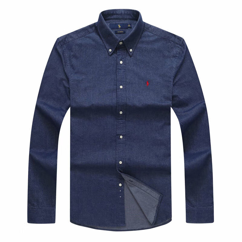 美国保罗polo男装男士长袖衬衫纯棉纯色宽松大码商务休闲牛津纺白衬衣