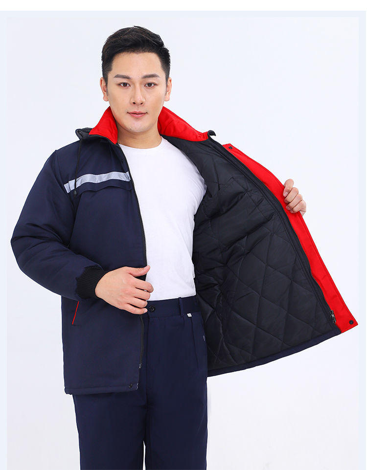 浩赢工作服男装冬季棉服加厚加绒防寒保暖耐磨工厂车间劳保服防风短款