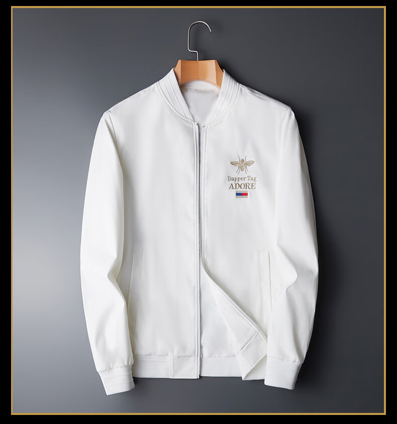 春秋男士刺绣花小蜜蜂潮时尚帅气棒球服休闲色上衣服外套夹克男 bhf