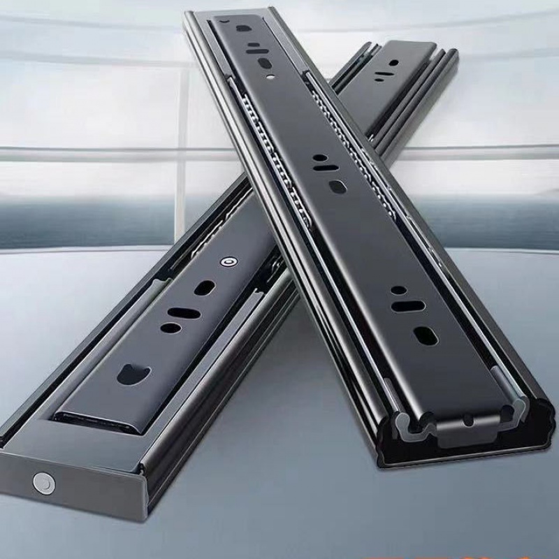 抽屉轨道阻尼降音滑轨 不锈钢抽屉轨道三节阻尼缓冲降音滑轨家具导轨