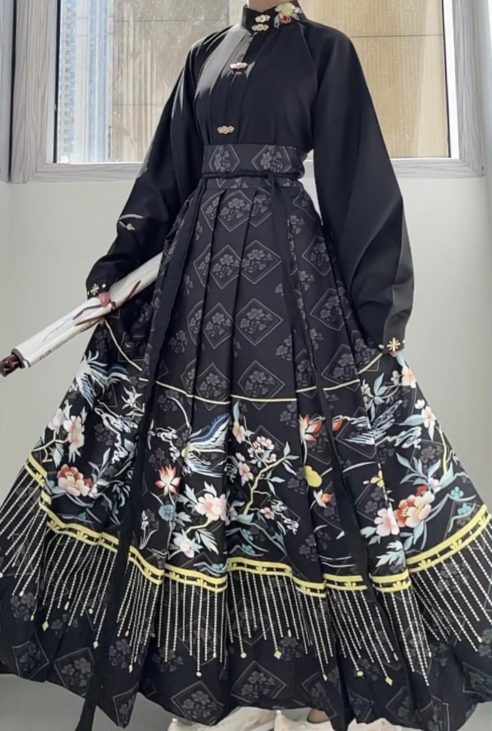 汉元素jk曹州莘月汉服女【花朝月夕】明制立领对襟短衫百褶裙汉元素