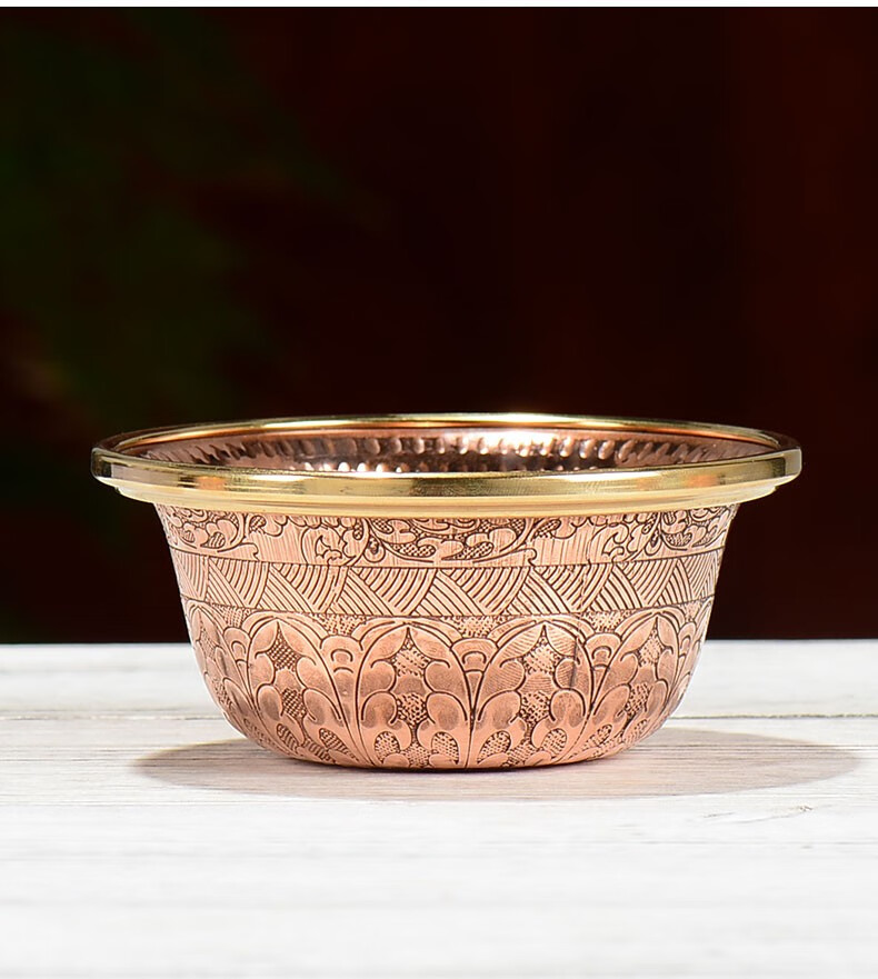 艺巅吉彩 铜制供水碗雕花净水碗佛前圣水杯七供水碗佛教用品 小号1个