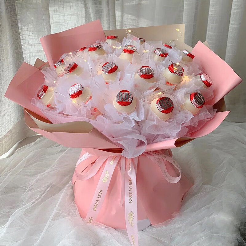 养乐多零食花束旺仔网红成品深圳杭州鲜花生日全国同城配送 8瓶养乐多