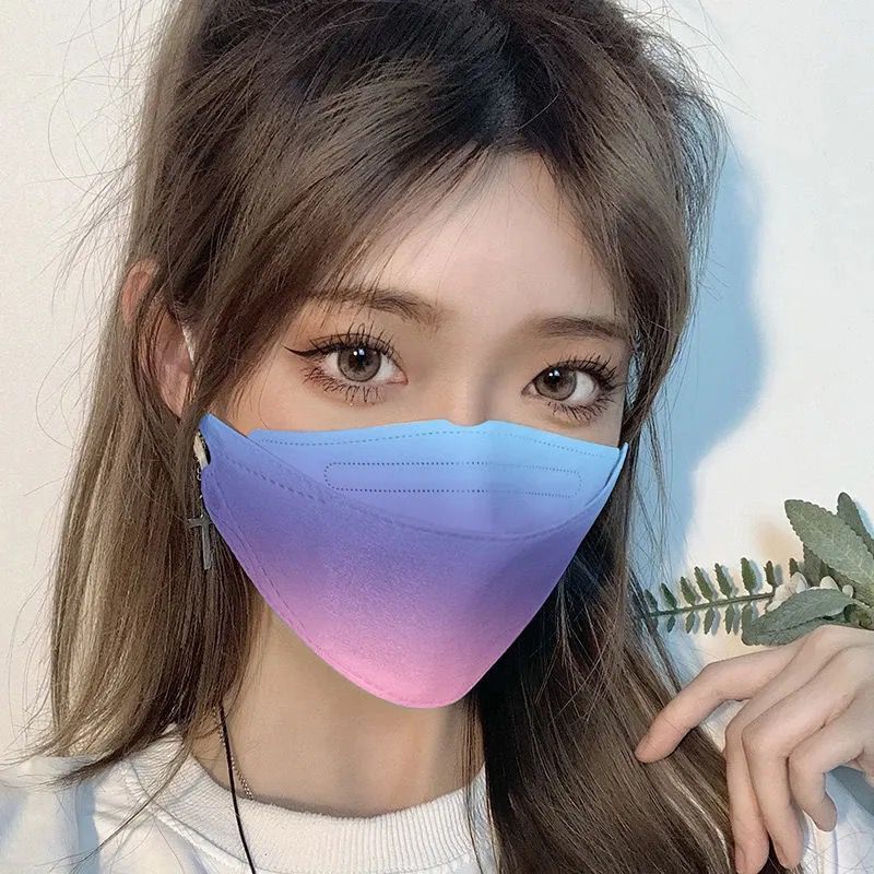 jkashdk特色口罩渐变色口罩女4d立体防尘柳叶型高颜值口罩时尚彩色