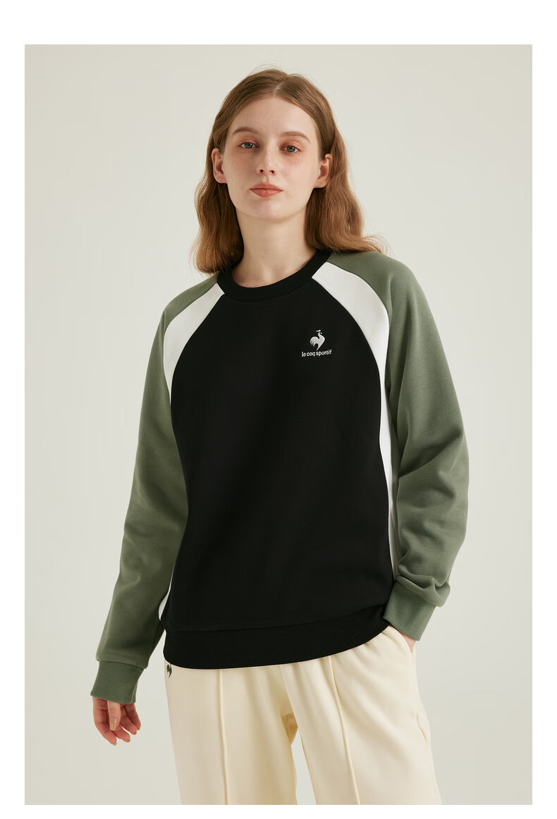 乐卡克法国公鸡品牌运动休闲系列加绒保暖圆领套头衫男女同款卫衣