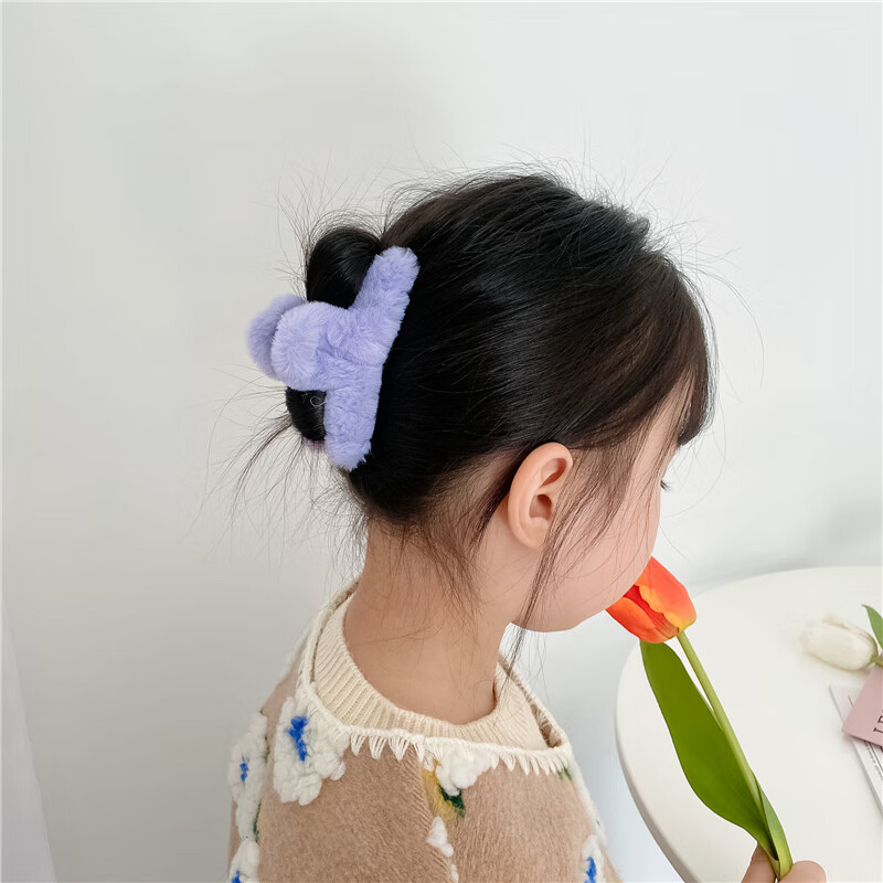 儿童发饰韩国秋冬毛绒发夹女童抓夹宝宝发抓后脑勺夹子子鲨鱼夹珍珠