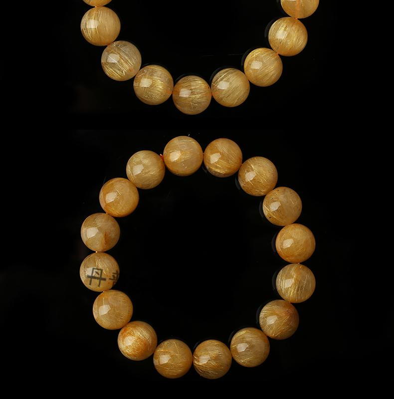 天然金发晶满发晶手链女黄发晶手串男士金钛晶黄色水晶手串 稀有满