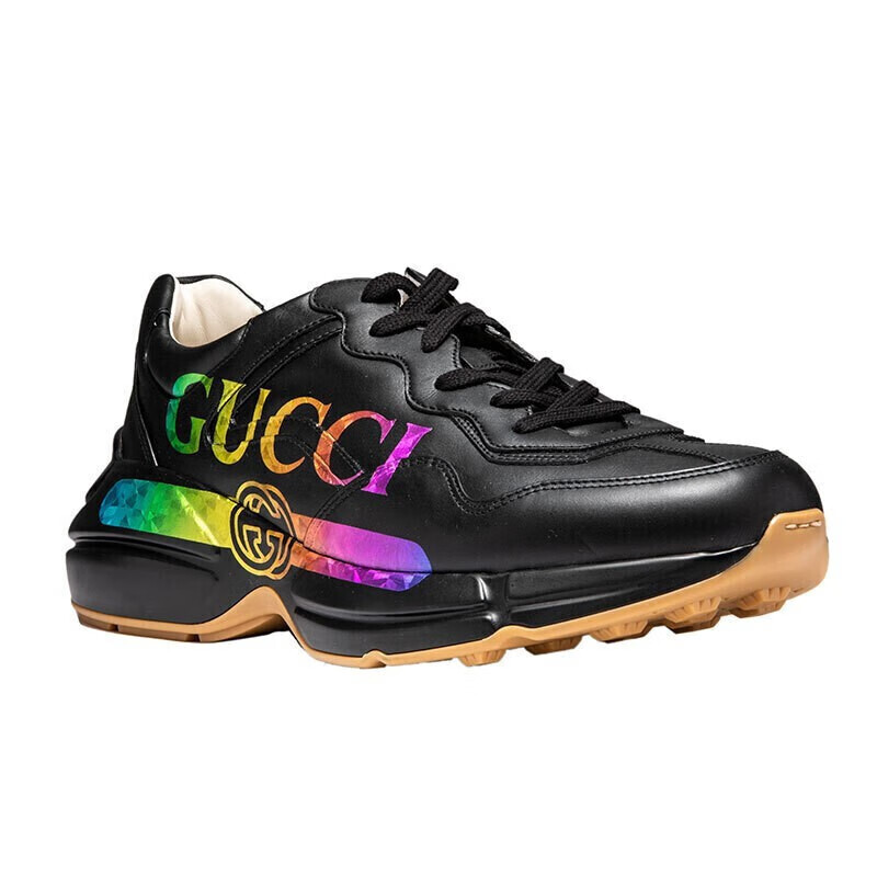 【中检鉴定】gucci古驰男鞋rhyton系列gucci标识皮革老爹鞋黑色552851