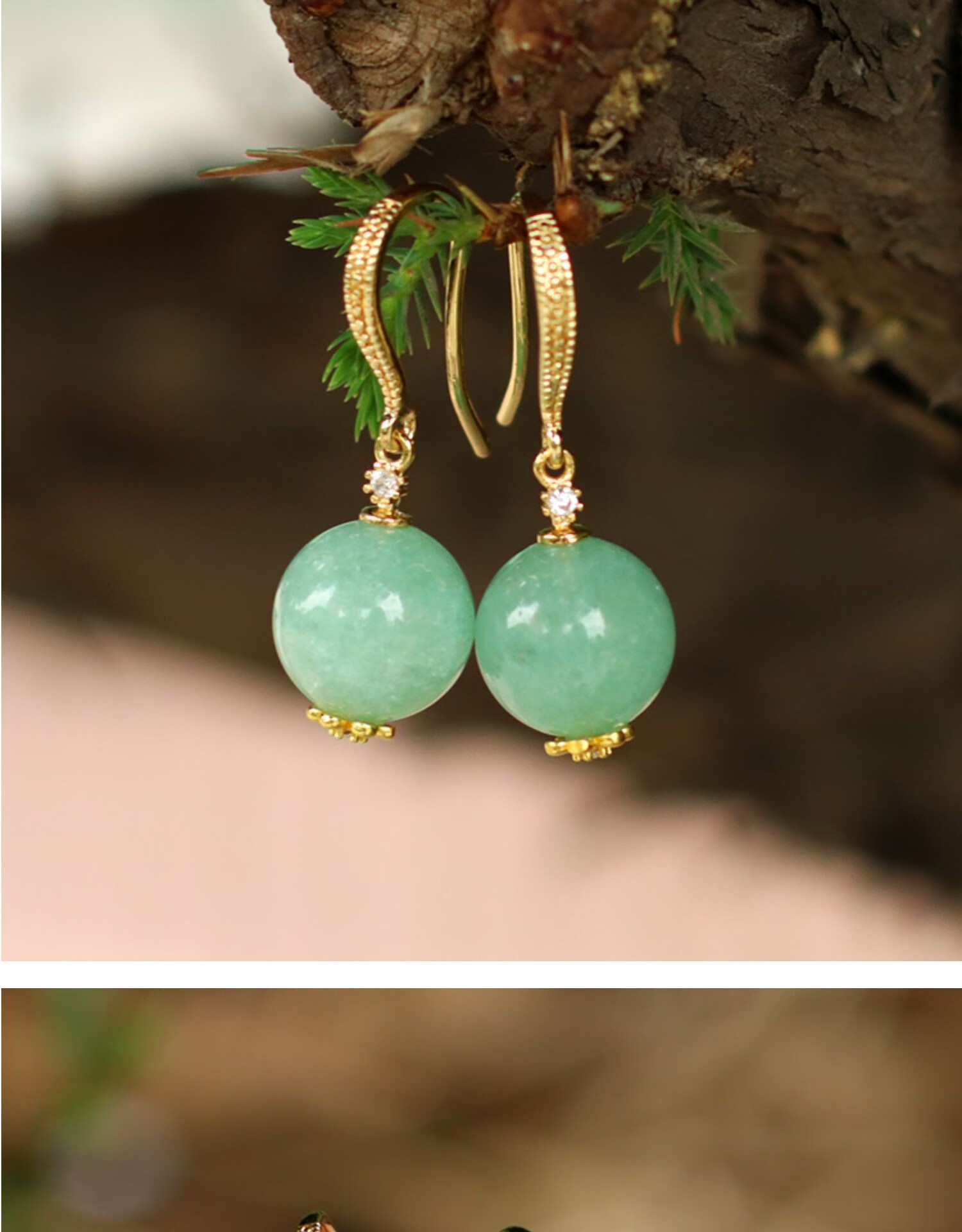 豪珠天然翡翠圆珠耳环银镶嵌宝石耳坠精致耳饰原创设计b货优化不可出