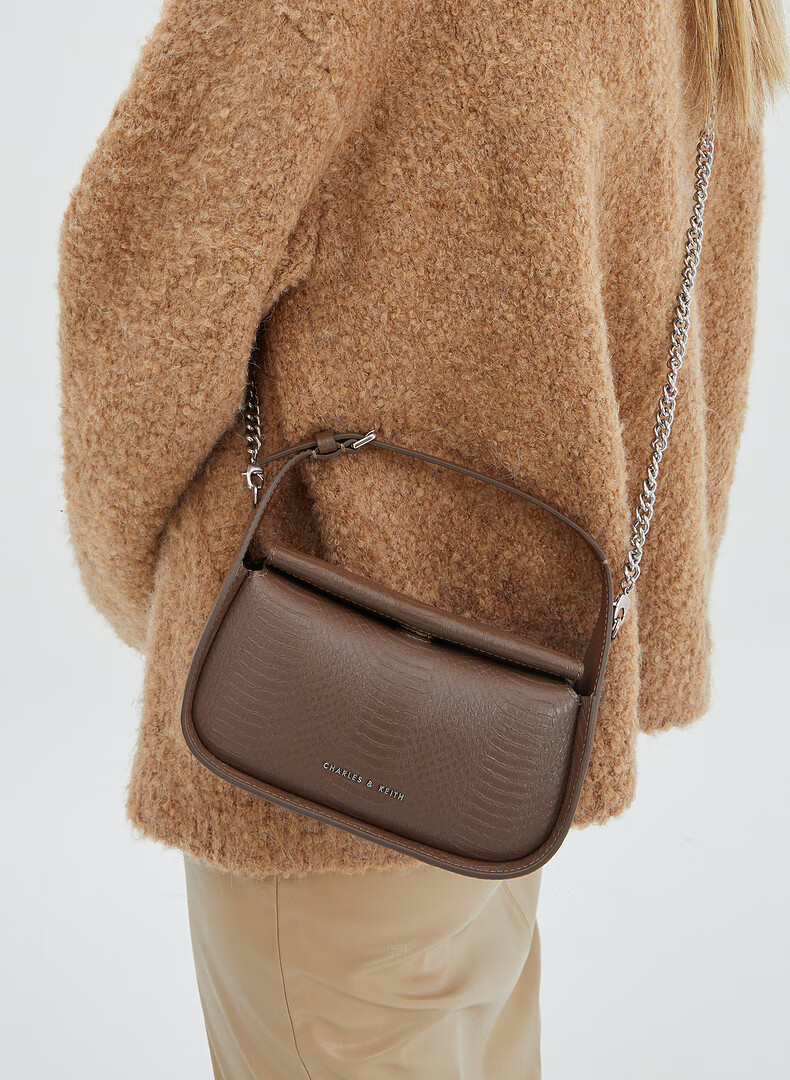 charleskeith21冬季新品ck240270765女士复古手提链条斜挎包lightgrey