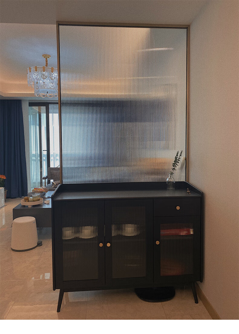 定制极简入户夹丝隔断屏风超白长虹钢化玻璃隔断餐客厅现代轻奢