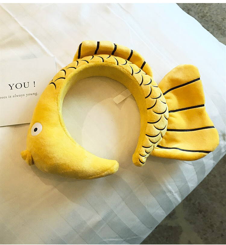 创意搞怪鲤鱼发箍网红头饰可爱少女心自拍头箍洗脸发卡发带女1黄色鱼