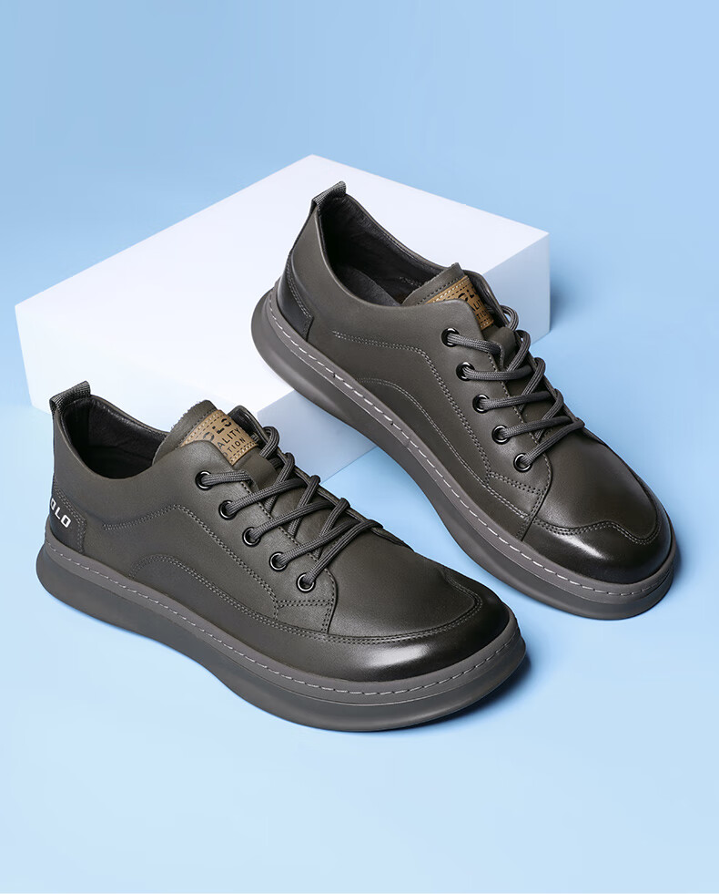 volo犀牛男鞋春季新品商务休闲鞋男士皮鞋大头鞋子男黑色155213163d39