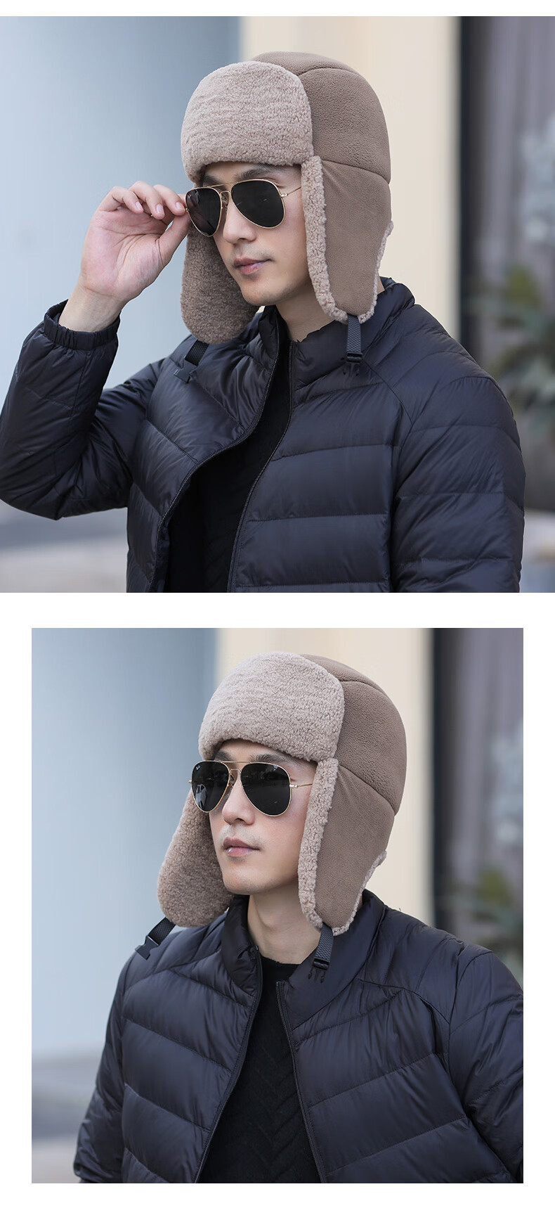 雷锋帽男冬季仿羊羔绒护耳防寒帽东北棉帽子大头围骑行滑雪帽复古潮