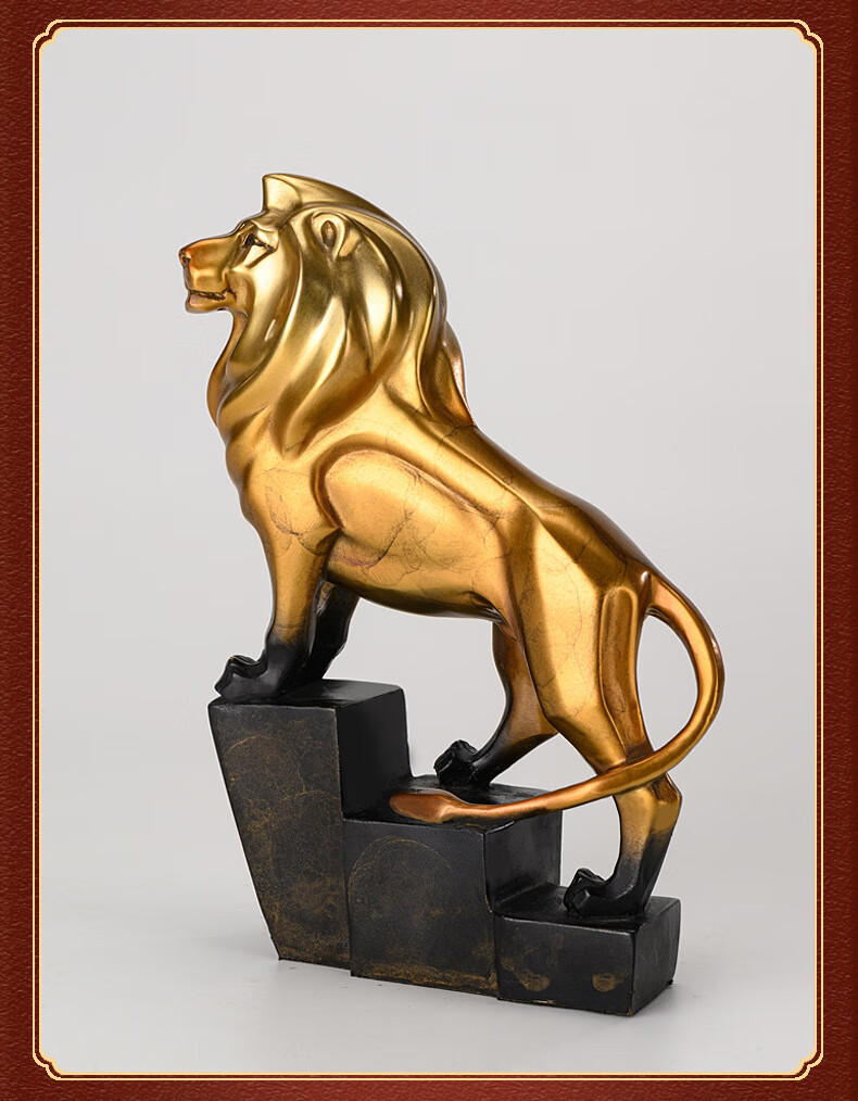 玄唐 办公室摆件全铜雄狮子摆件工艺品 开业礼品 大号王者归来狮24*9*