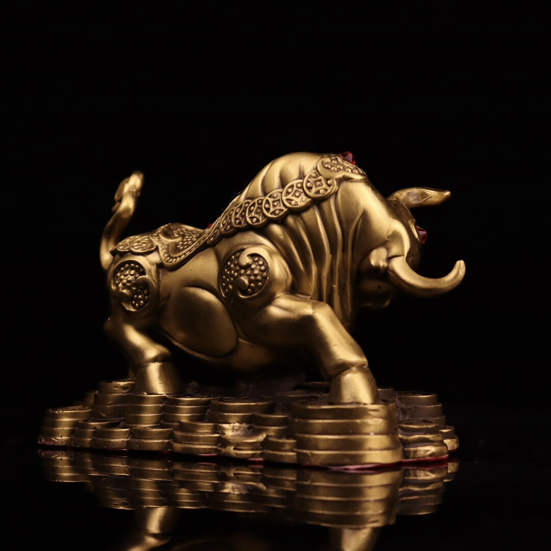 鼎盛福纯铜财福牛飞天牛摆件气势如虹牛气冲天发财纳福客厅办公室饰 d