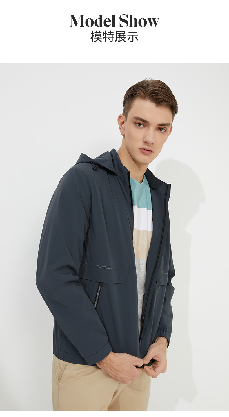 hushpuppies暇步士男装2022春新款时尚休闲夹克外套男pj22104d074深绿