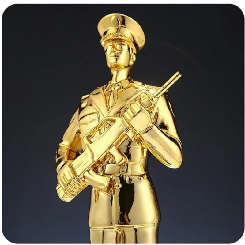 战友退伍军人礼物纪念八一部队战友定制金色树脂奖杯礼品纪念品a款