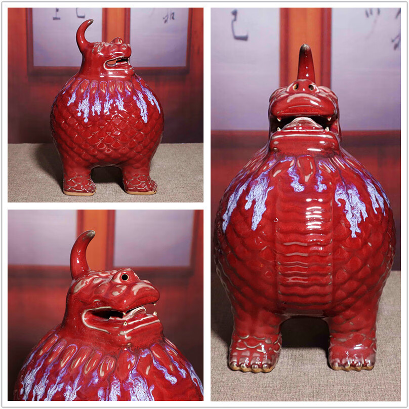 百德莱轻奢高端禹州钧瓷窑变大宋官窑同款天禄貔貅玄关装饰乔迁开业