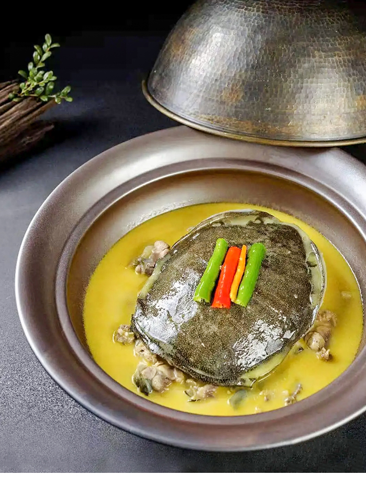 土黄色圆形大汤碗金汤甲鱼耐热大砂锅特色酒店网红餐具13英寸海洋煲金