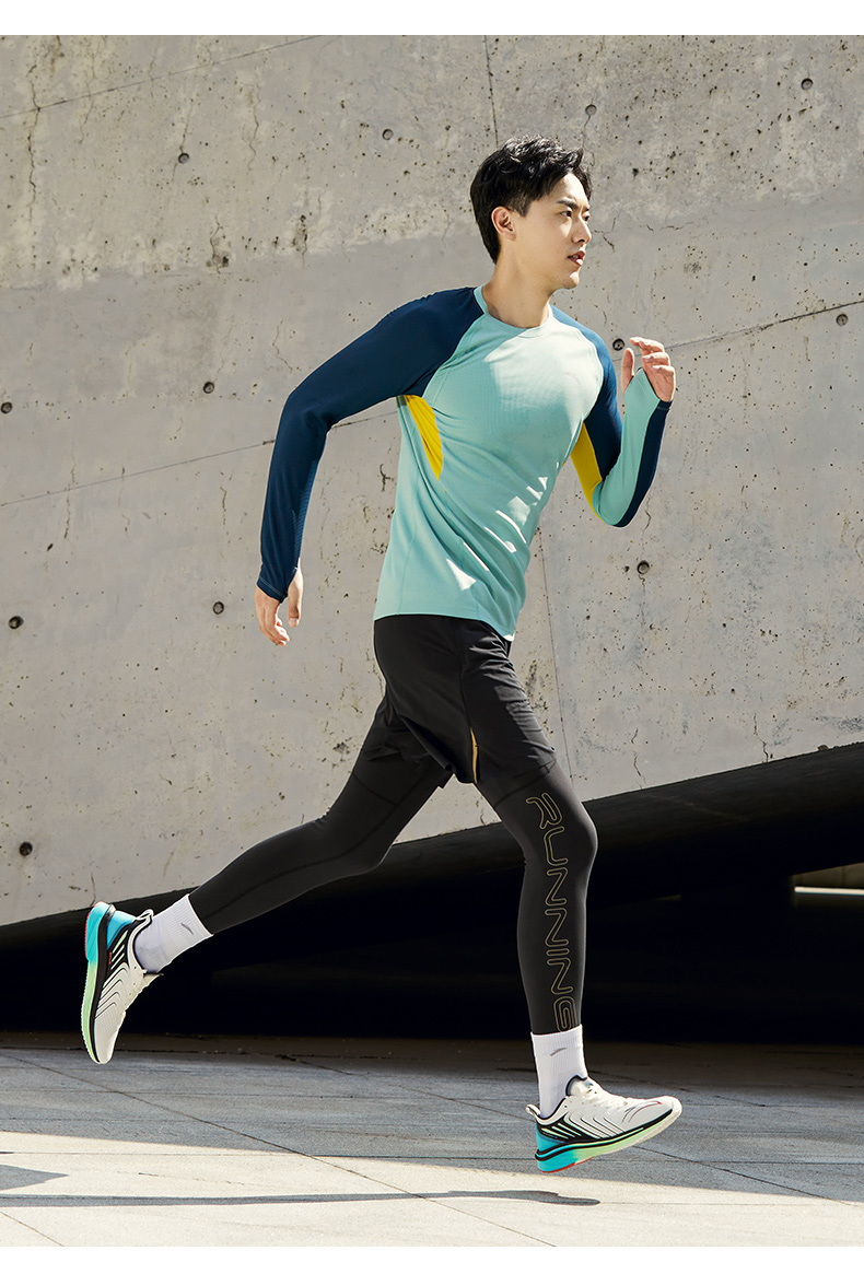 商场同款安踏运动健身裤两件套男2021冬季紧身长裤152145304基础黑