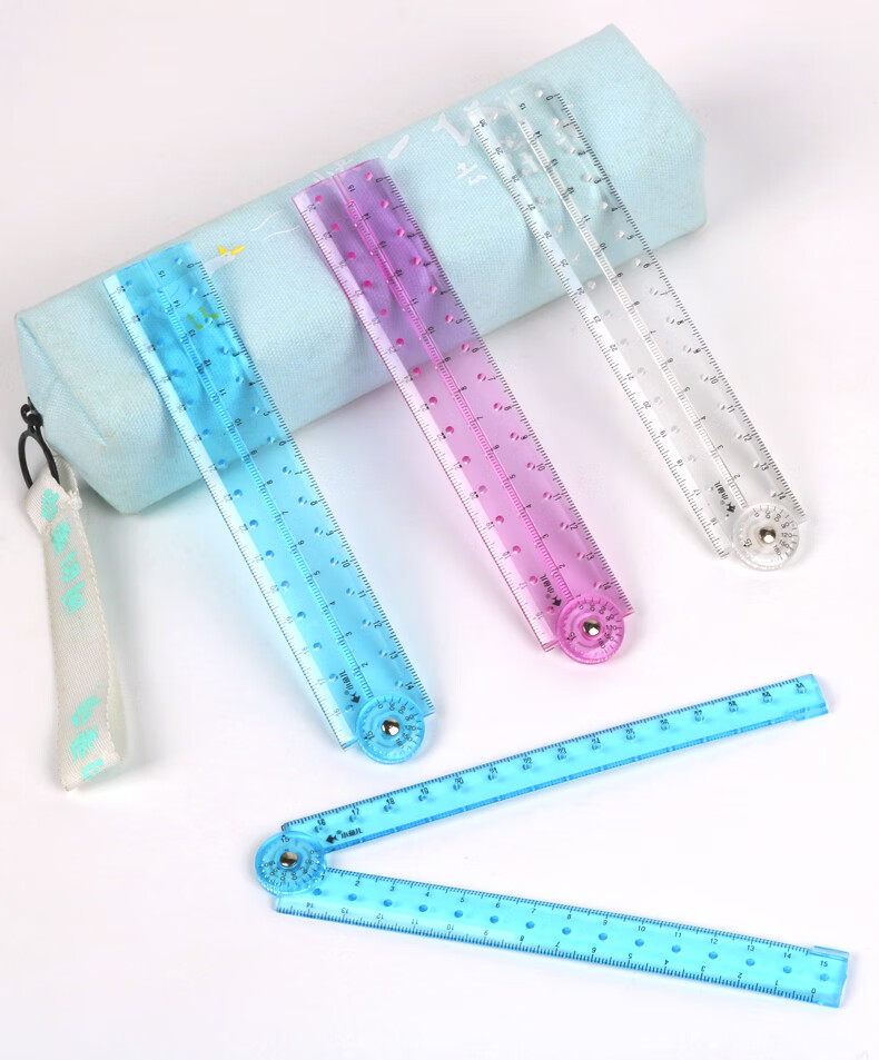 10把装折叠尺 30cm小学生多功能尺子绘图直尺 透明简约量尺15cm 塑料