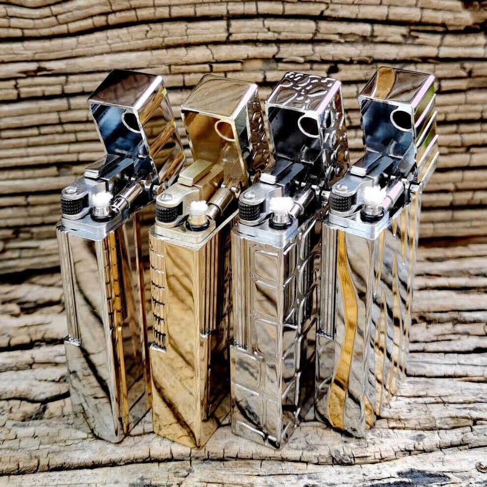 英国dunhill登喜路打火机经典长条窄机侧滑砂轮手工纯铜液压拉杆复古