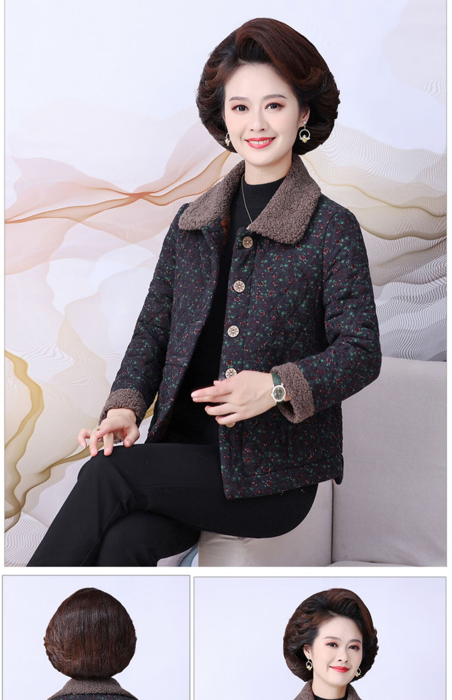 老太太穿的棉袄老奶奶穿的棉衣中老年人妈妈加绒加厚小棉衣秋冬大码短