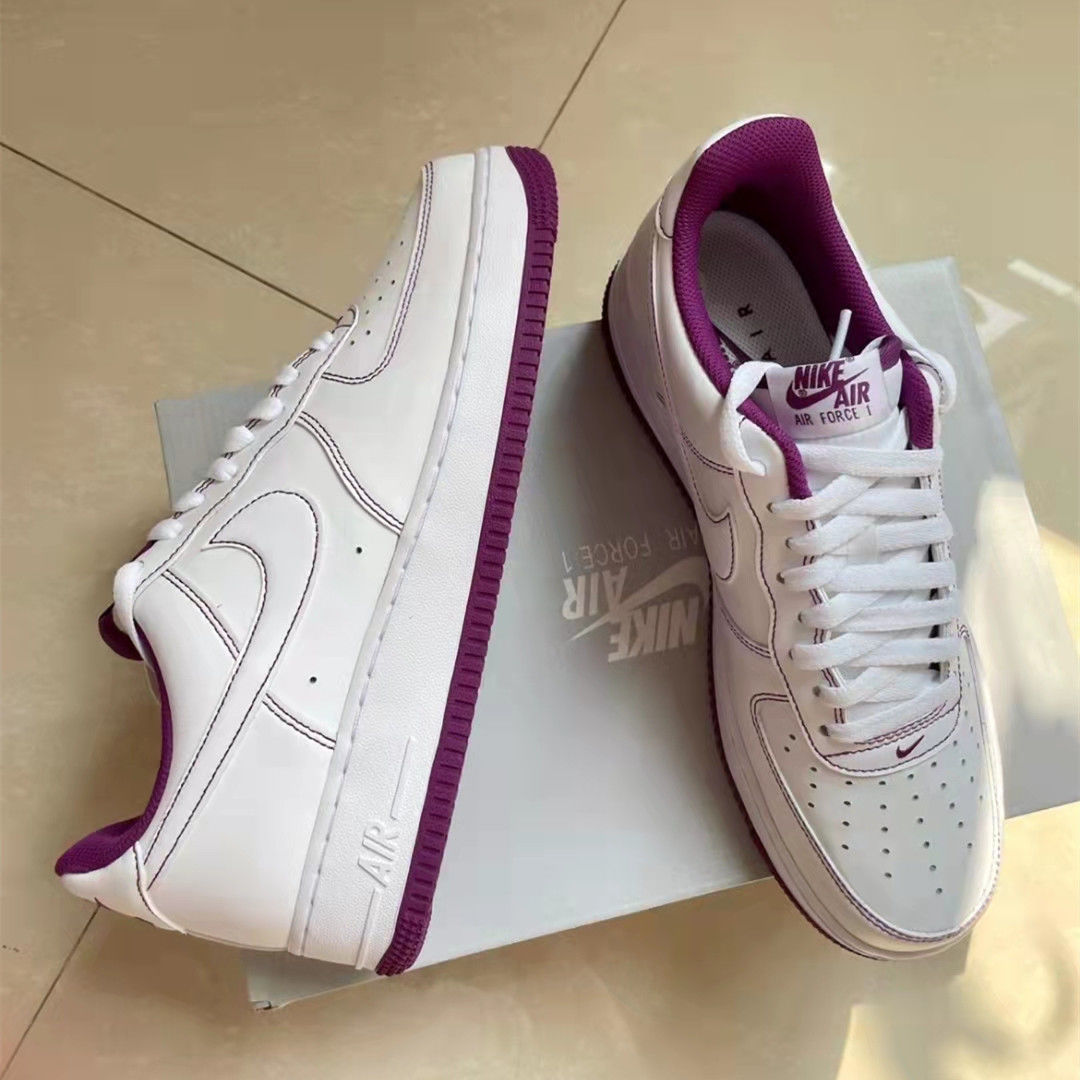 【公司级】纯原高版本 af1空军一号低·帮白紫底缝线男女休闲运动板鞋