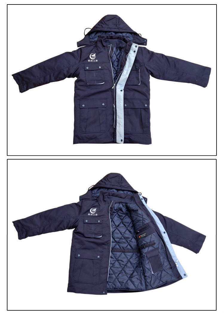 新版航空工业工作服冬装棉袄外套男女生产车间工服新版丝绵内衬偏胖