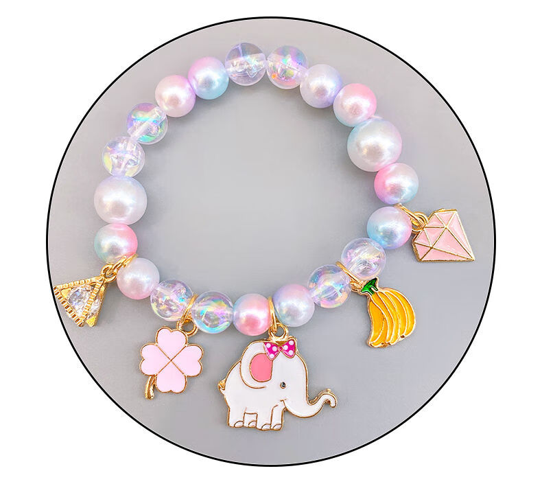 朋趣儿童珍珠手链公主小女孩宝宝可爱卡通手镯装饰串珠配饰首饰手串女
