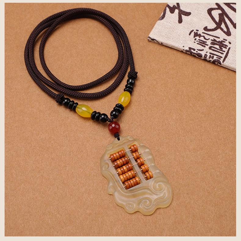 爱优美羊角橄榄如意算盘项链长款复古百搭毛衣链男女挂饰民族风大气