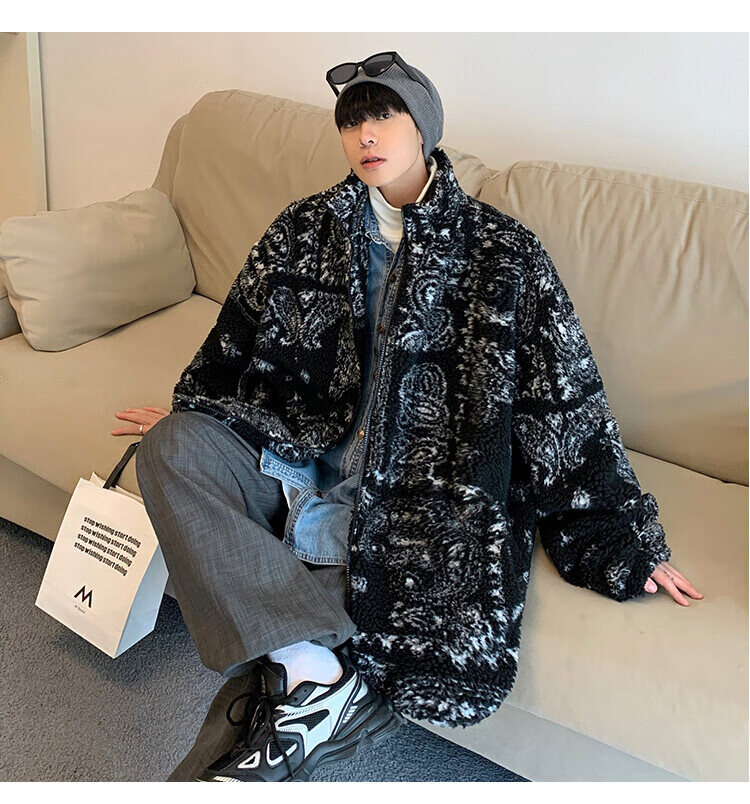 2021冬季新款羊羔毛绒外套男潮牌棉衣常规情侣棉服gapeizaran官方男装