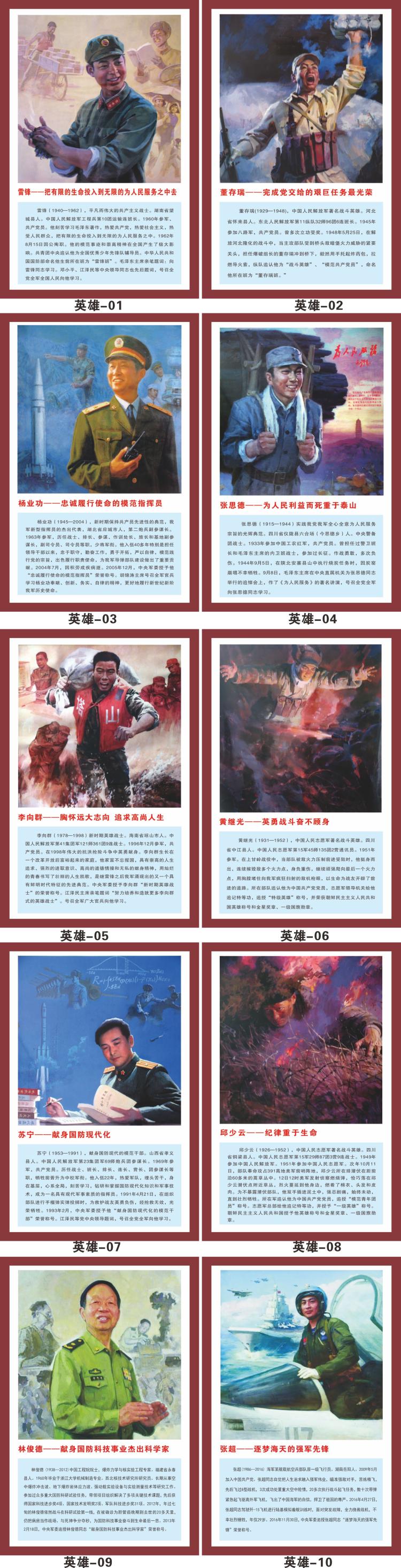 十大英雄人物简介挂图八大英模挂画新时代英模楷模海报中单张价格需要