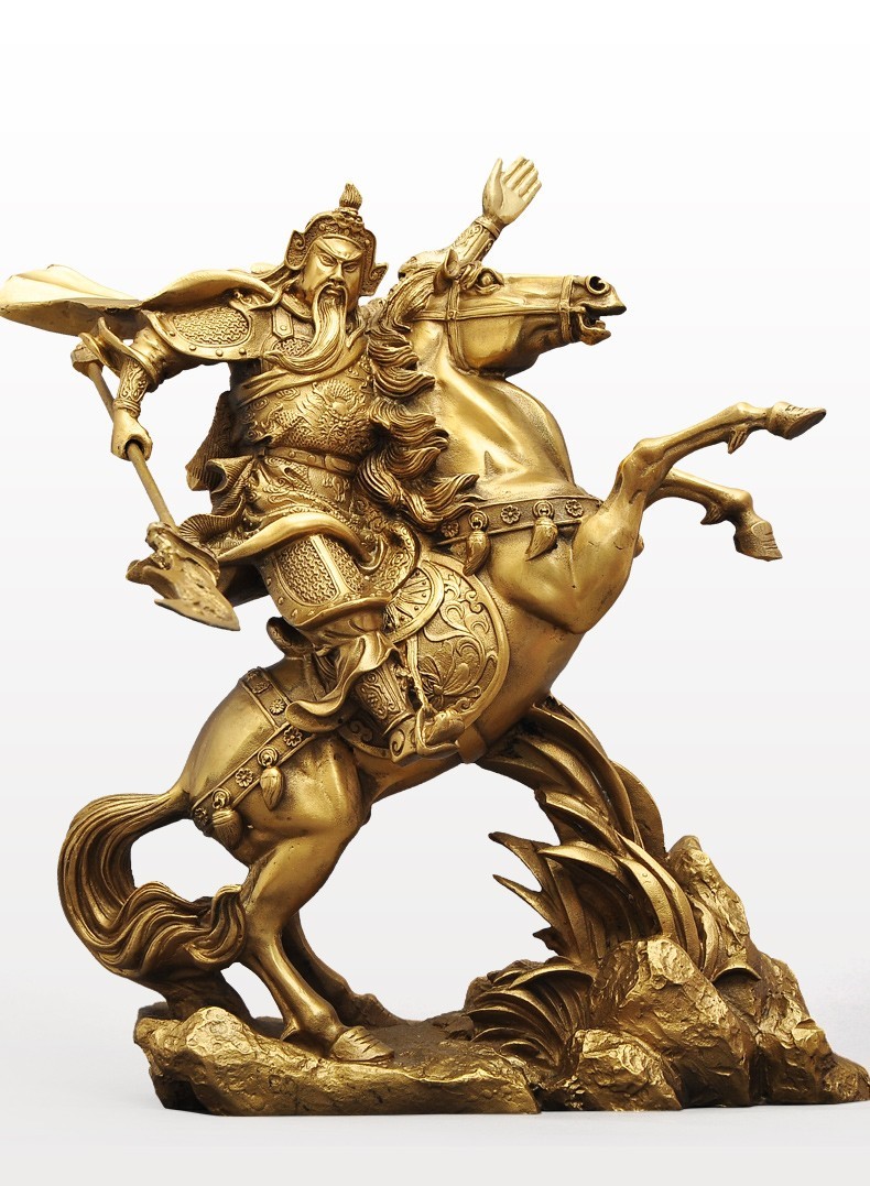 武财神爷佛像关公骑马摆件铜像关羽公司办公室店铺开业工艺品 5寸关公