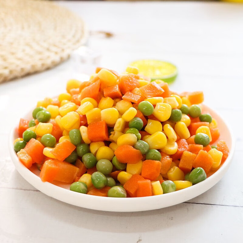 美式杂菜青豆玉米胡萝卜粒炒饭新鲜三色什锦蔬菜速冻混合冷冻2斤 1000