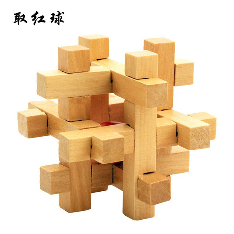 定制元旦礼物孔明锁锁儿童玩具积木全套榉木实木十二件套盒装九连环