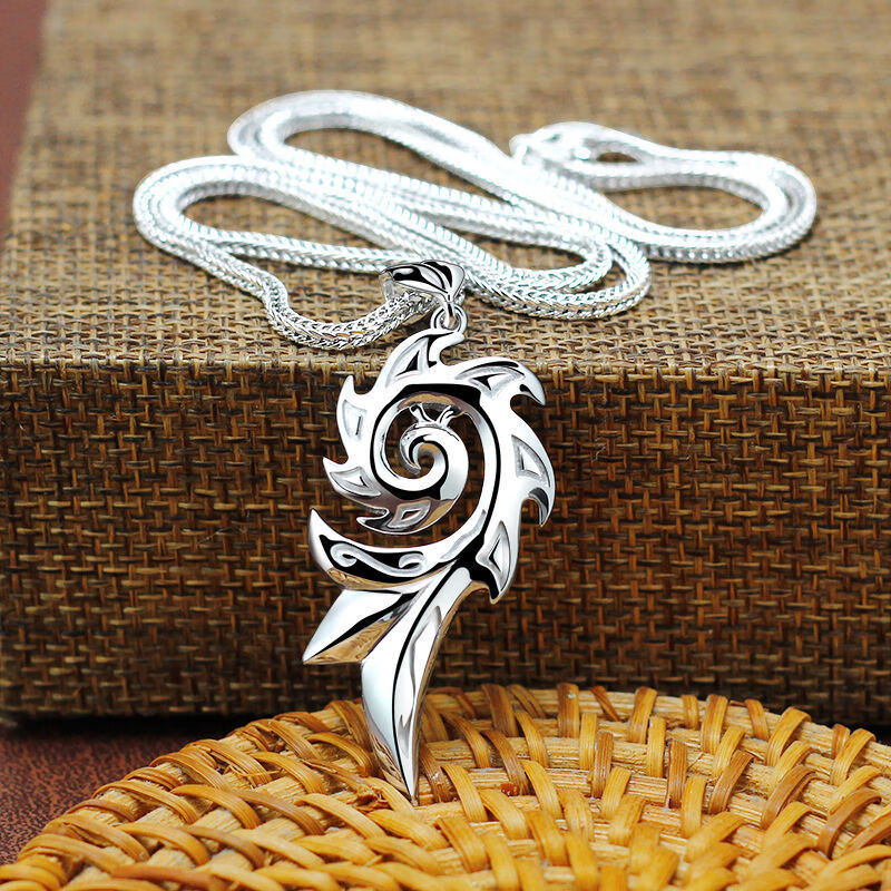 【龙姑娘】s925真银凤凰吊坠男士项链霸气挂坠韩版个性潮时尚银饰品