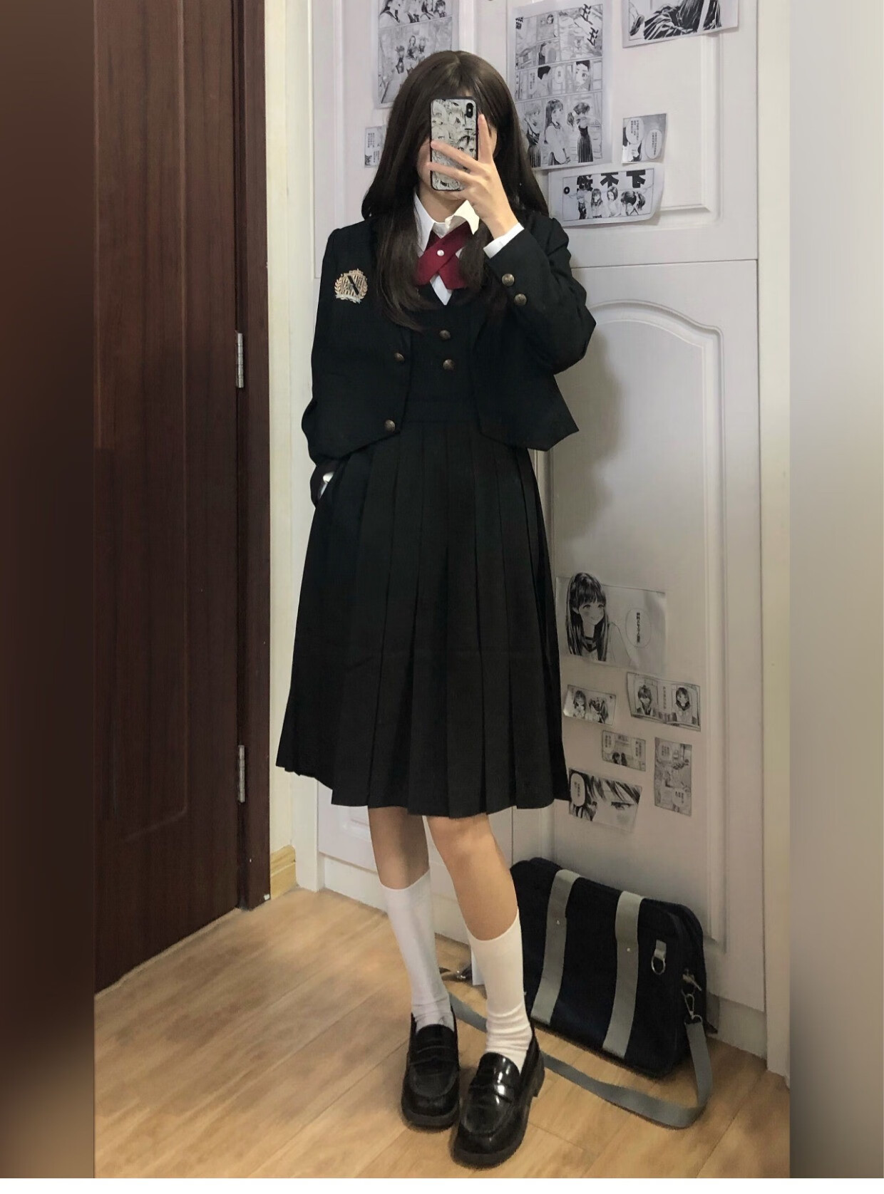 jk制服秋冬长裙秋池高正统护奶裙黑色连衣裙百褶裙班服校服套装夏秋