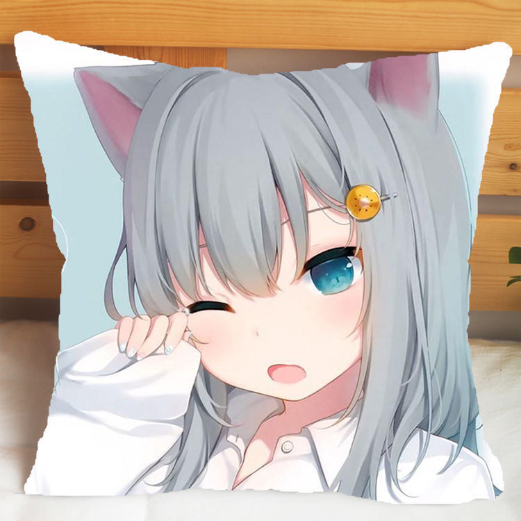 花仟陌猫羽雫抱枕猫耳娘二次元周边卡通靠垫男女朋友生日礼物枕套163