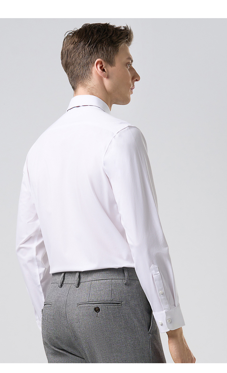 依文官方四面弹衬衫男商务休闲长衬2022年春夏季新款中年男士衬衣ec