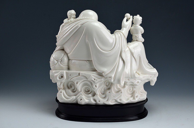 古贤德化陶瓷送子弥勒佛笑佛大肚多仔佛佛像摆件五子登科五子戏弥勒