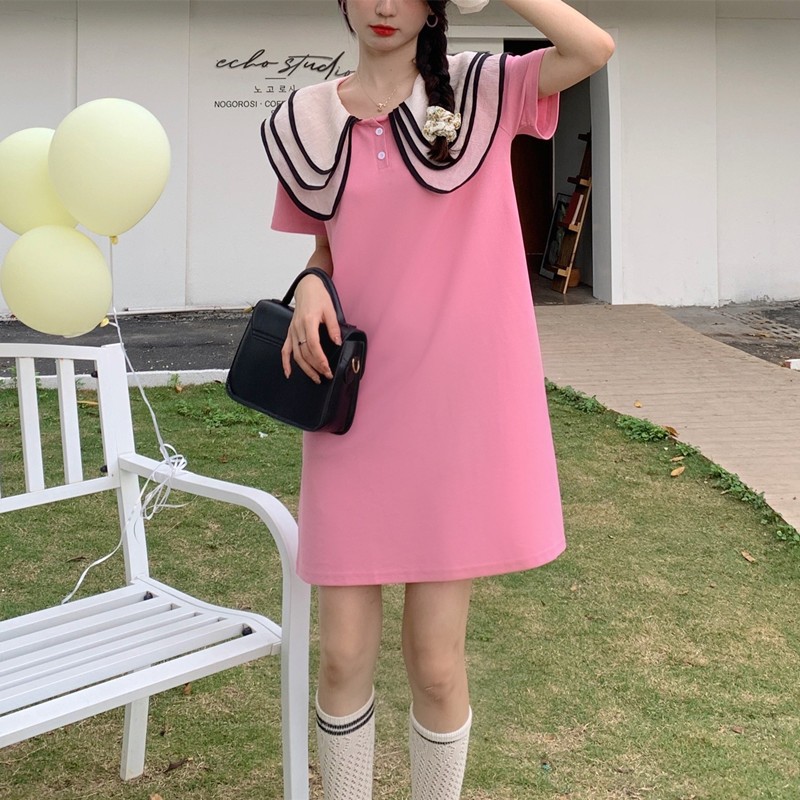 景怡依胖女大童连衣裙宽松加肥加大码夏装初中学生高中超胖女孩胖妞大