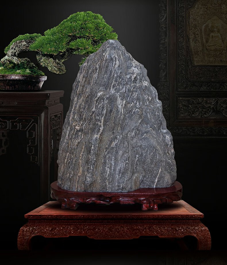 启珀 泰山石敢当原石喷砂园林景观招财宅镇过门花纹补角靠山石风水