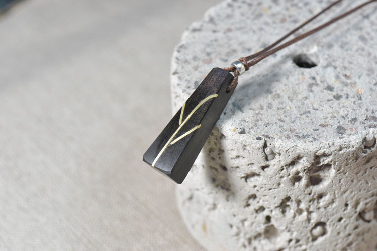 木吊坠男款女款木质项链刻字定制毛衣链原创设计个性简约文艺木镶嵌