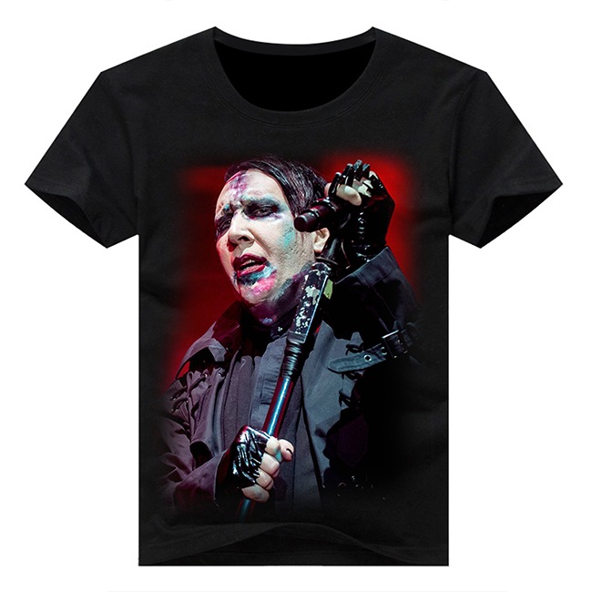 北方虎玛丽莲曼森夏季男女大人儿童衣服黑色短袖t恤打底衫周边款号2s